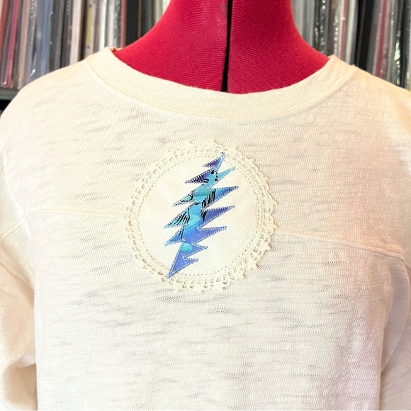 Jerry Garcia silk stealie bolt crew neck dead grateful ahead ❤️⚡️💙 upcycled ♻️ - Picture 3 of 10